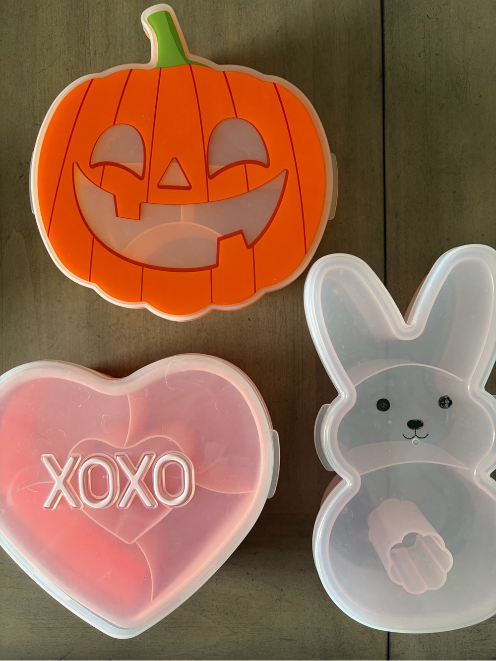 Halloween Pumpkin, Pink XOXO Heart & Bunny Shaped Snack Containers